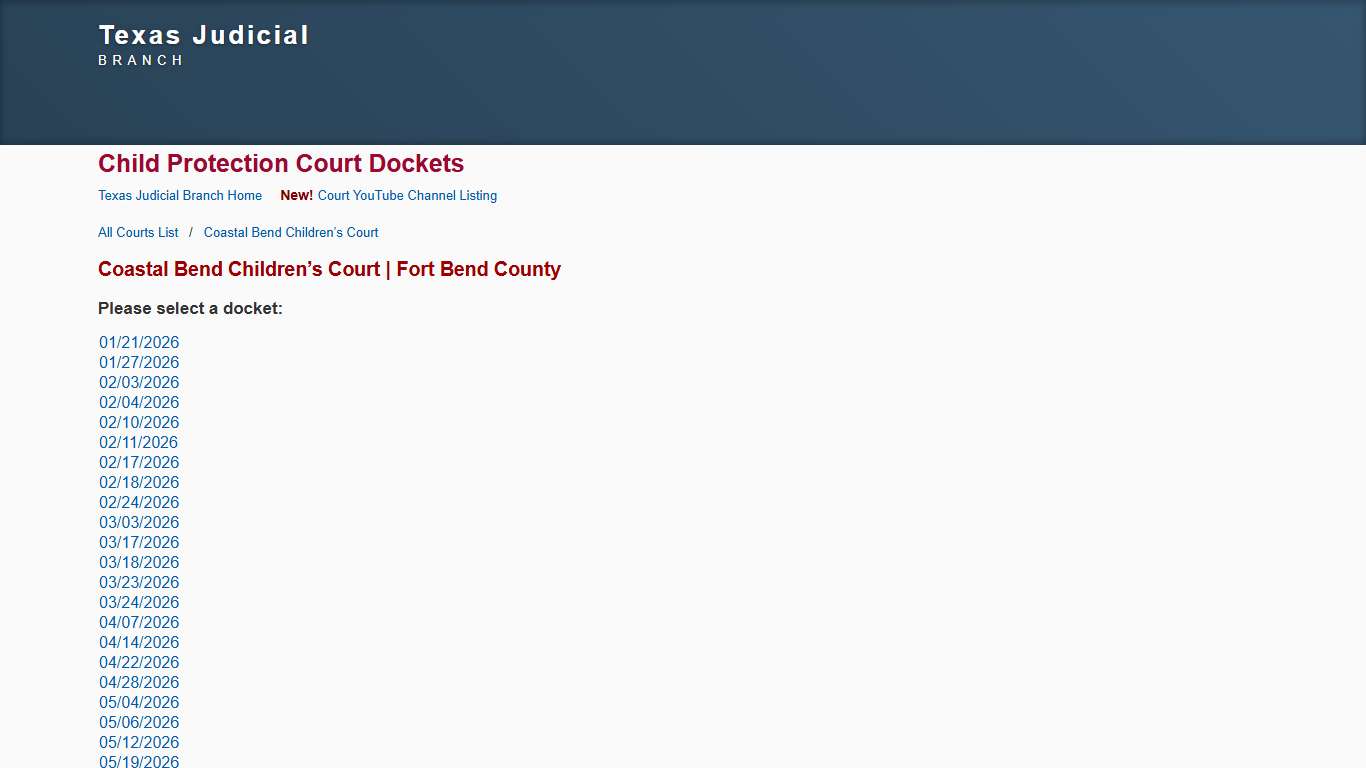 Texas Courts Online | Coastal Bend Children’s Court | Fort Bend County